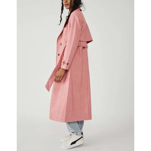 🎉LAST CHANCE🎉 NWT Free People Morrison Vegan Trench / Pink - Picture 2 of 6